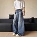 Men's Clothing Street Washed Cat Whisker Wide Leg Scimitar Jeans For Men And Women, Handsome And Slim, Couple T Shirt, Sickle Pants Trend_mkmklike.com