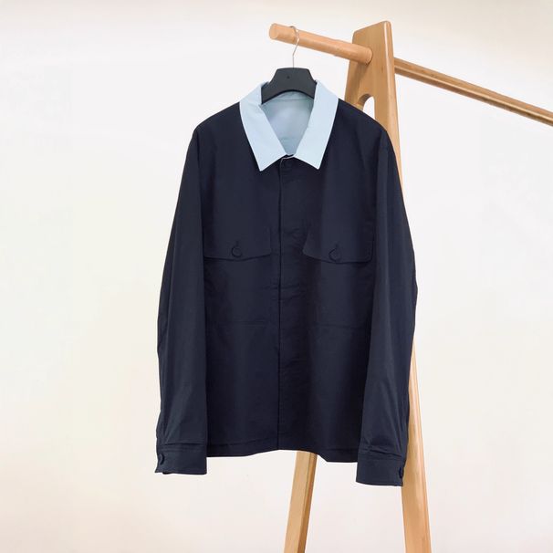 2025D European Style Autumn Color-Block Turn-Down Collar Shirt High-End Fashion Men's Button Jacket Private Wholesale_mkmklike.com