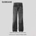 Men's Clothing Lightning Crack Washed Jeans Men's And Women's Design Straight Slim Flared Ins Floor Mopping Trousers_mkmklike.com