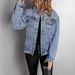 "Women's Embroidered Denim Jacket – Stylish Short-Length Beaded Jacket For Autumn & Winter, Classic Workwear Design With Pockets"_mkmklike.com