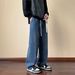 LKTM Men's Clothing # Yellow Mud-dyed Washed American High Street Men's Jeans, Trendy Brand, Elastic Waist, Loose_mkmklike.com