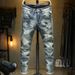 Men's Clothing Trendy Jeans Loose Harem Pants Jeans Worn Light Color Washed Jeans Pants_mkmklike.com
