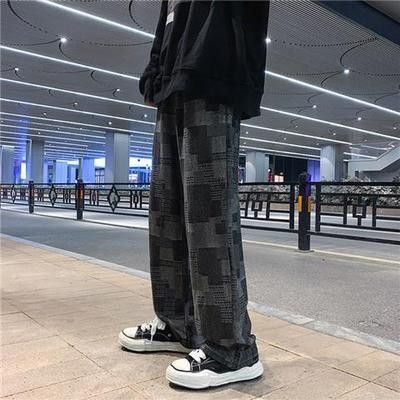Men's Clothing Brand Straight Jeans Men's Spring New Loose Wide Leg Pants Irregular Square Casual Mopping Trousers_mkmklike.com