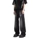 American Trendy High Street Jeans Men's Summer Thin Cleanfit Washed Straight Slightly Pulled Casual Long Pants_mkmklike.com