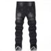 Men's Slim Straight Stretch Jeans - Distressed Black & Grey Washed Denim Pants For Casual Wear_mkmklike.com