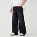Men's Summer Jeans Trendy American Washed Casual Wide Leg Pants Midweight Cotton Blue Black High Street Fashion_mkmklike.com