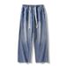 Men's Vintage Washed Denim Jeans – Relaxed Straight Fit | Retro High-Waisted Wide Leg Pants For Casual Streetwear_mkmklike.com