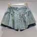 Retro Hot Girl Ruffled Denim Short Skirt Female 2025 Spring And Summer Age Reducing Pants Skirt A Line Puffy Skirt_mkmklike.com