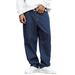 Men's American Retro Wide Leg Pants Denim Mid Waist Loose Fit Slimming Straight Leg Striped Floor Length For Spring Autumn_mkmklike.com