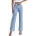Women's Beaded Washed Denim Jeans Straight Leg Long Pants Relaxed Everyday Wear Versatile Comfortable Feshion Trend_mkmklike.com