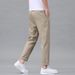 Ice Silk Men's Pants 2026 Summer New Thin Business Casual Trousers Street Y2K Elastic Waist Breathable Straight Leg_mkmklike.com
