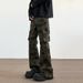 "Vintage Camo Flared Cargo Pants For Men & Women – Stretch Denim Workwear With High Street Aesthetic & Retro Fit"_mkmklike.com