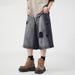 Men's Trendy Distressed Jeans Summer Washed Capri Pants Relaxed Stylish Artistic Fashionable Casual Denim Shorts_mkmklike.com