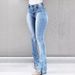In-stock Cross-border European And American 2025 Spring New Fashion Stretchy Split Flared High-waisted Women's Jeans_mkmklike.com