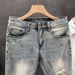 Men's Ripped And Distressed Jeans Trendy Summer Style Thin Slim Fit Casual Cropped Pants_mkmklike.com
