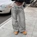 Women's Light Gray Straight Leg Jeans Non-Stretch Washed Retro Spring/Autumn Regular Fit Solid Color Denim_mkmklike.com