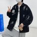 Loom Denim Shirt European And American Street Style Couple Casual Loose Jacket Ins Reflective Ink Splash Graffiti Unisex Coat_mkmklike.com