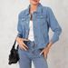 Women's Denim Jacket – Vintage Washed, Relaxed Fit, Lightweight & Stylish For Everyday Wear_mkmklike.com