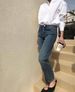 Asymmetric Seam Straight Leg Jeans - High Waist Stretch Denim Pants (Black/Deep Blue/Light Blue/Gray Black/Vintage Blue/Distressed Light Blue)_mkmklike.com