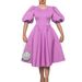 Women's Clothing Women's Round Neck Temperament Bubble Sleeve Wrapped Waist Large Swing Dress A-line Dress_mkmklike.com
