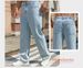 High-Waisted Relaxed Fit Jeans For Men – Adjustable Waistband, Straight-Leg & Floor-Dragging Wide Pants (Light Blue, S-XXL)_mkmklike.com