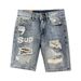 Men's Ripped Denim Shorts Summer Wear Resistant Light Colored Elastic Comfortable Casual Handsome Washed Retro Shorts_mkmklike.com