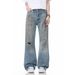 Distressed Washed High-Street Straight Jeans With Tie-Dye & Ripped Details – Urban Grunge Style For Men_mkmklike.com