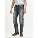 Men's Slim Straight Vintage Denim Jeans – Classic Red Ear Tag Design, Retro Blue Wash & Comfort Fit_mkmklike.com