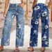 High-Waisted Floral Print Wide-Leg Jeans – Vintage Straight Denim Pants For Women (Dark Blue/Light Blue, S-XXL)_mkmklike.com