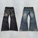 Y2K Tribal Patchwork Denim Jeans – Vintage Washed With Embroidery Details, Retro Streetwear For Men, Baggy Fit & 100% Cotton_mkmklike.com