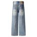 Men's Clothing High Street Vibe Washed Jeans Men's Retro Worn Dirty Stained Wide Leg Pants Loose Straight Trousers Men's Wear_mkmklike.com