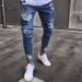 European And American Badge Embroidered Men's Jeans Knee Ripped Zipper Pants Large Size Denim Trousers_mkmklike.com