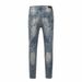 Men's Slim Fit Skinny Jeans Distressed Single Splatter Ink High Street Style Trendy Stretchy Long Pants_mkmklike.com