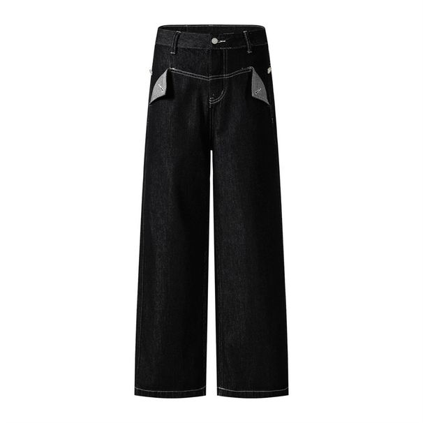 Loose Wide-Leg Jeans For Men Cleanfit American High Street Detachable Pocket Design Casual Straight Pants_mkmklike.com