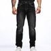 Men's Stretch Denim Jeans – Slim Fit Black Straight Leg Pants With Embroidery Details (S-2XL, All-Season Comfort)_mkmklike.com
