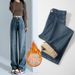 Shisanxing·Yunheyu Popular Style Fleece-lined Thickened Retro High-waisted Straight-leg Jeans For Women, Loose Wide-leg_mkmklike.com