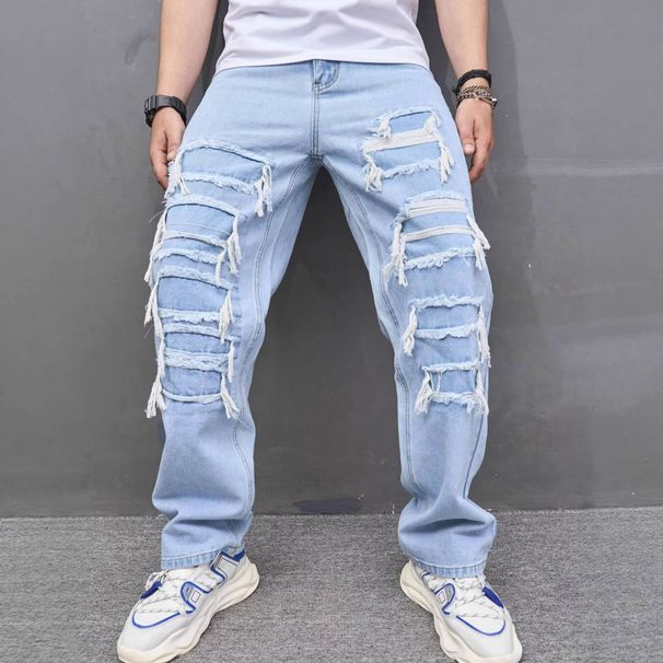 Men's Straight Leg, Non Stretch Denim Jeans, Styled For Cycling, Street Style, Chic Denim Trousers._mkmklike.com