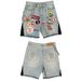 American Patchwork Denim Shorts Y2K Jeans Men Hip Hop Cartoon Pattern Embroidery Retro Blue Loose Denim Fitness Casual Shorts_mkmklike.com