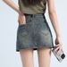 K Retro Sexy Girl Denim Mini Skirt, High-waisted, Slimming, Anti-slip, Hip-hugging Half-body Skirt_mkmklike.com