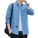 Northfold Spring And Autumn New Pure Cotton Denim Long Sleeve Hong Kong Style Casual All-Cotton Shirt Jacket Loose Men's Fashion_mkmklike.com