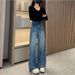 Spring Summer New Wide-Leg Jeans Blue Design High Waist Scimitar Loose Slimming Floor-Length Pants For Women_mkmklike.com