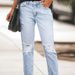 K Ripped Non-stretch Vintage Fashion Denim Trousers For Women; Women's. No Bag_mkmklike.com