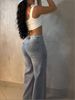 Women's High Waist Wide Leg Jeans Rhinestone Embellished Belted Denim Zipper Jacket England Style Spring/Autumn Fashion_mkmklike.com