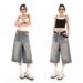 Men's American Retro Seven Point Denim Shorts High Street Straight Loose Fit Mid-Length Wide Leg Jeans Trendy Washed Old Style_mkmklike.com