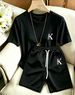 Women's Clothing Black Plaid Chain Jeans For Women Spring Design High Waist Slim Straight Wide Leg Pants_mkmklike.com
