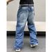 Men's Washed Straight-Leg Jeans – Classic Blue Denim Pants, Mid-Rise Casual Trousers For Streetwear (S-2XL)_mkmklike.com
