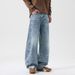Men's Clothing Men's Cropped Straight Jeans - Korean Streetwear Denim Pants With Unique Cut_mkmklike.com