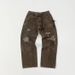 Trendy High Street Distressed Vintage Cargo Pants With Splatter Paint Design, Unisex_mkmklike.com