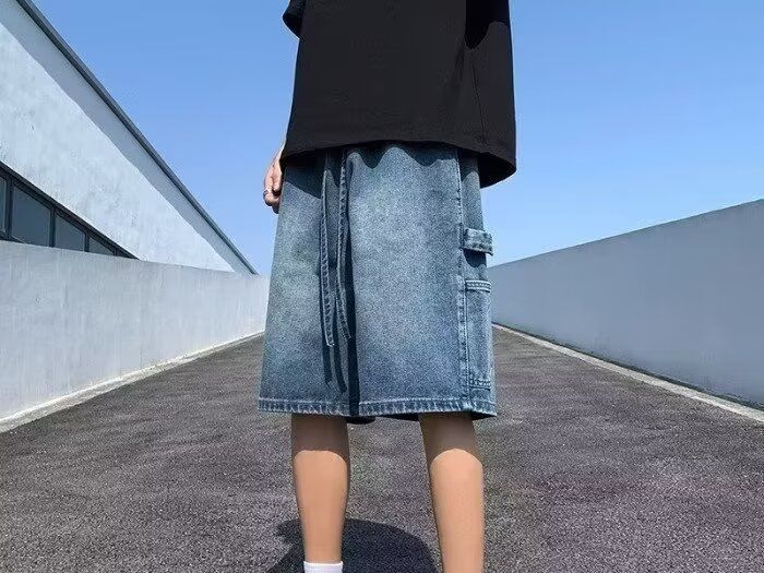 Men's Clothing Summer Thin Loose Trendy Straight Pants Style Casual All Match Five Point Pants_mkmklike.com