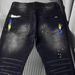 Streetwear Splatter Jeans – Distressed Black-Grey Paint Wash With Flared Hem (S-3XL, Unisex Grunge Revival)_mkmklike.com